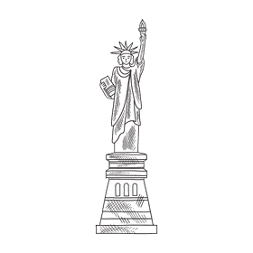 United States of America Statue of Liberty black and white clipart