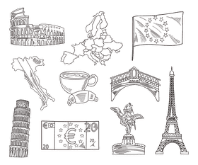 Europe black and white vector