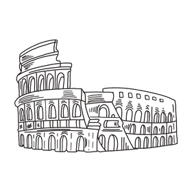 Europe Coliseum black and white clipart