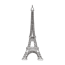 Europe Eiffel Tower black and white clipart