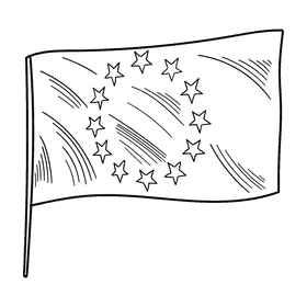 Europe EU flag black and white clipart