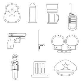 Police officer icons set black and white vector