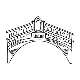 Europe Rialto bridge black and white clipart