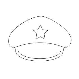 Police hat drawing black and white clipart