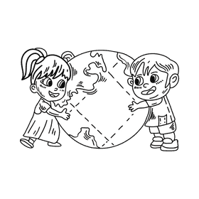 World Earth black and white clipart