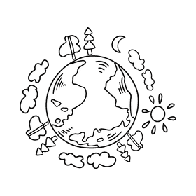 World Earth black and white clipart