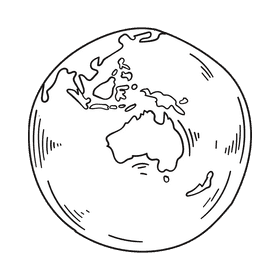 World Earth black and white clipart