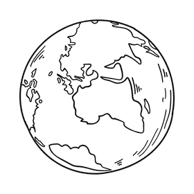 World Earth black and white clipart