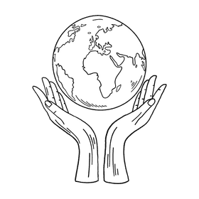 World Earth black and white clipart