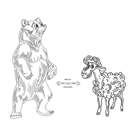 Social distancing black and white clipart
