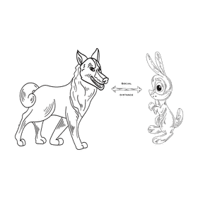 Social distancing black and white clipart