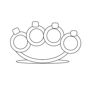 Brass knuckles drawing black and white clipart