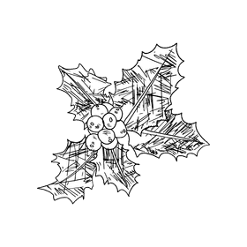Poinsettia black and white clipart