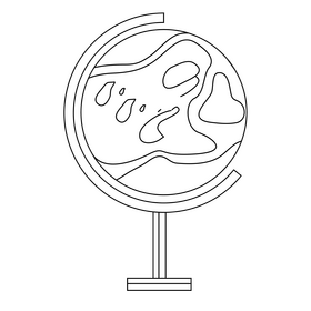 Earth globe drawing black and white clipart