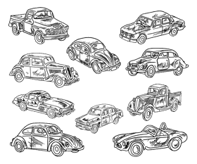 Vintage car black and white vector