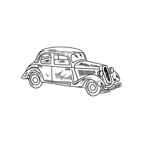 Vintage car black and white clipart