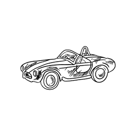 Vintage car black and white clipart
