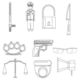 Policeman icons set black and white vector