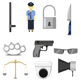 Policeman icons set vector
