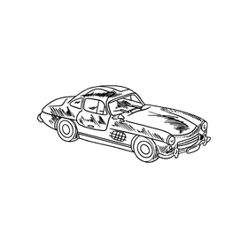 Vintage car black and white clipart