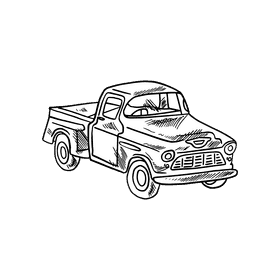 Vintage car black and white clipart