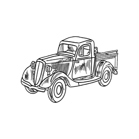 Vintage car black and white clipart