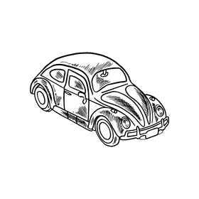Vintage car black and white clipart
