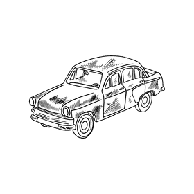 Vintage car black and white clipart