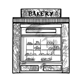 Grocery store Bakery black and white clipart