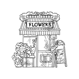 Grocery store Flowers black and white clipart