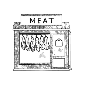 Grocery store Meat black and white clipart