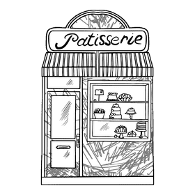 Grocery store Patisserie black and white clipart