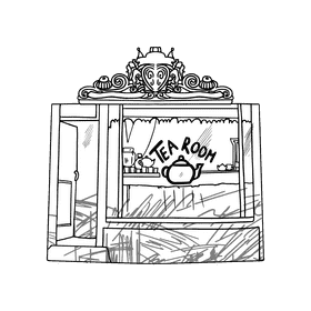 Grocery store Tea room black and white clipart