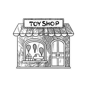 Grocery store Toy shop black and white clipart
