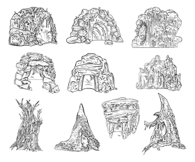 Cave black and white vector