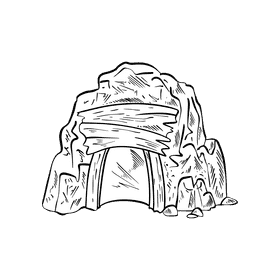 Cave black and white clipart