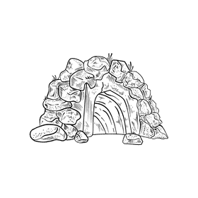 Cave black and white clipart