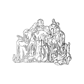 Cave black and white clipart