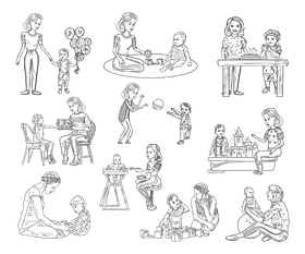 Babysitter black and white vector