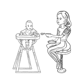 Babysitter black and white clipart
