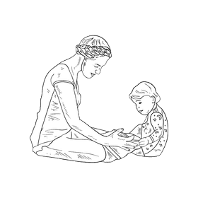 Babysitter black and white clipart