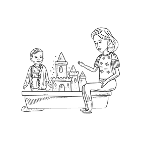 Babysitter black and white clipart