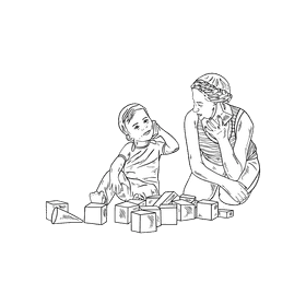 Babysitter black and white clipart