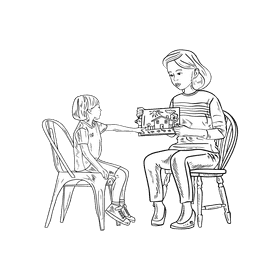 Babysitter black and white clipart
