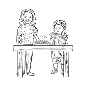 Babysitter black and white clipart