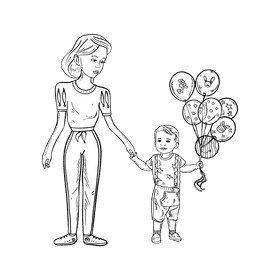 Babysitter black and white clipart