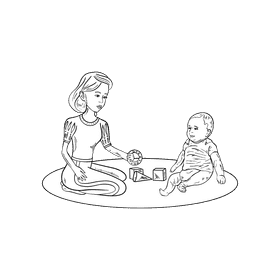 Babysitter black and white clipart