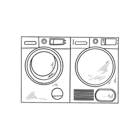 Washing machine black and white clipart