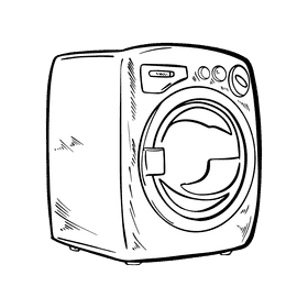 Washing machine black and white clipart