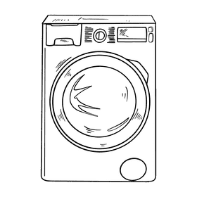 Washing machine black and white clipart